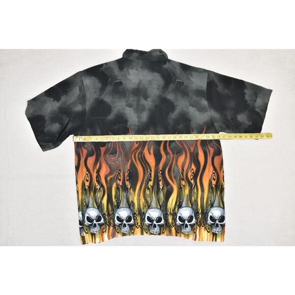 MT2 Black Flame Skull Graphic Button Down Shirt Men's Size 3XL Gothic - Picture 5 of 8